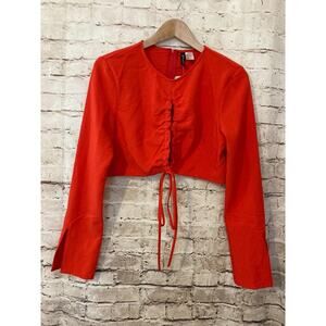 H&M Crop Top Womens Large Red Open Tie Up Front Ultra Cropped Conscious Choice